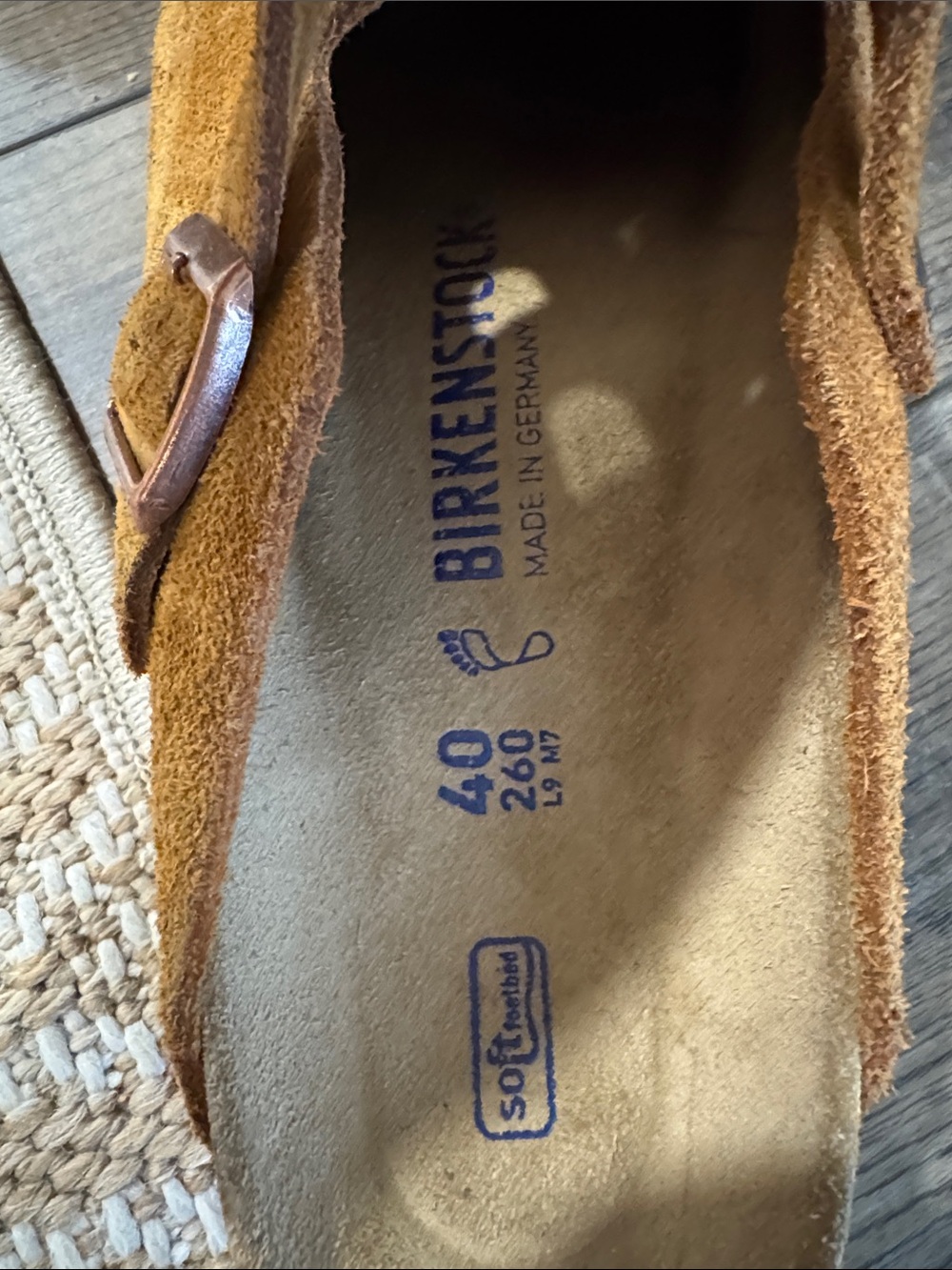 Birkenstock Suede Clog Slip-Ons in Tan/Golden Brown - Picture 4 of 4